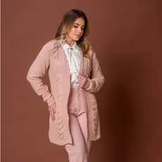 Cardigan sobretudo tricot casaco tricô trança elegante Kimono Inverno