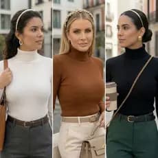 Kit 3 Blusa Cacharrel Tricot Inverno Feminino Canelado Segunda Pele Macia Tricô