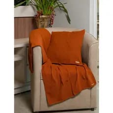 Kit 2 Peças Decoração Peseira Manta Sala Sofá Poltrona Cama Casal Solteiro Tricot + 1 Almofada