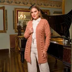 Casaco Feminino Tricot Moda Inverno Elegante Cardigan Tricô Confortável