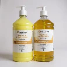 Kit Argan E D'Pantenol 1 litro COM VÁLVULA Shampoo + Condicionador nutrição intensa brilho