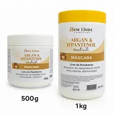 Máscara Argan E D’Pantenol 500g e 1kg – Nutrição Profunda, Brilho Intenso e Antifrizz - Profissional