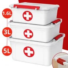 Caixas Organizadora Primeiros Socorros Com Tampa e Trava 1,6L/3L/5L Para Medicamentos Curativo