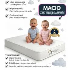 Colchão Berço Baby Antialérgico Plumatex D18 Impermeável 130x70cm Macio Com Certificado INMETRO