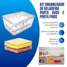 Kit Porta Ovos Geladeira Com Tampa Porta Frios Acrílico hermético Potes Mantimentos