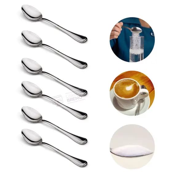 Kit 6 Colheres de Chá Colher De Suco Colher De Café Inox Sobremesa