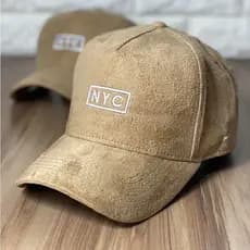 Boné NY New York N.Y.C Em Camurça Fitão Bege logo branco original ótimo encaixe perfeito Casual Urbano Ajustável Hype