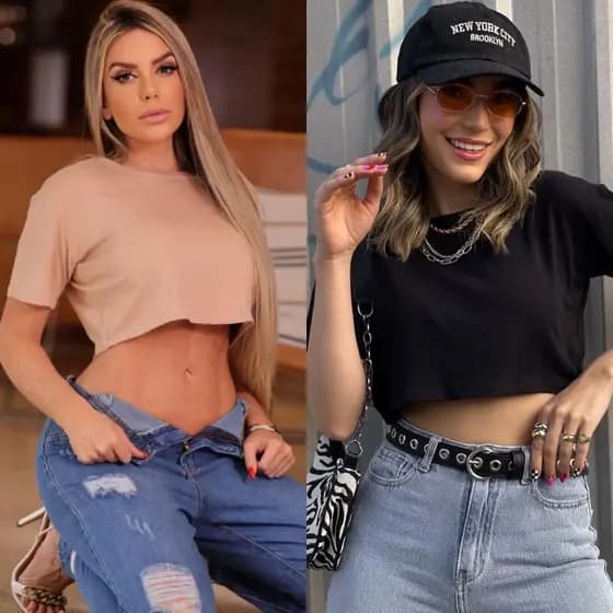 Blusa Cropped Feminino Liso Manga Curta Básico Tamanho único Tecido ViscoLycra Tendência Moda Blogueirinha Blusa Basica