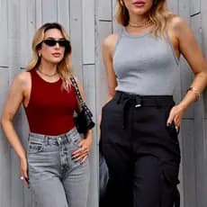 Regata Ribana Canelada Feminina com Elastano Em algodão Tendência moda Blogueira Muito Confortável Básica lisa cor verão