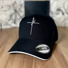 Boné Fé Original Hype Fitão Ajustável Masculino e Feminino Aba Curva Strapback Várias Cores estilo Trucker Preto Qualida