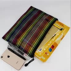 Estojo Multiuso Bolsinha Nylon Colorido Necessaire Transparente ou Duas Unidades Escolar 23.6x11.7cm