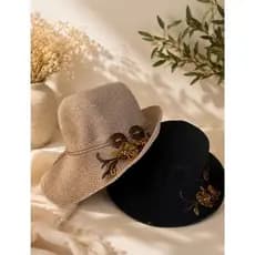 Chapéu Feminino Moda Praia Estilo Crochê com detalhe bordado em Flores