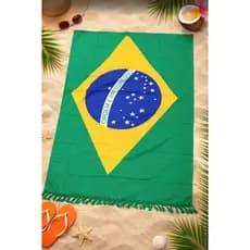 CANGA/SAÍDA DE PRAIA Brasil com Franjas Tamanho Grande Feminina Bandeira do Brasil
