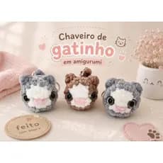 Chaveiro - de gato em amigurumi crochê - animais - chaveiro de crochê