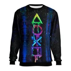Blusa de Moletom PlayStation Preta Sem Capuz Casaco Game