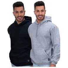 Kit 2 Blusas de Moletom Básico com Capuz Bolso Canguru Casaco Casual Confortável
