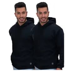 Kit 2 Jaquetas Moletom Flanelado Com Capuz Bolso Canguru Blusa Frio
