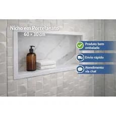 Nicho Banheiro 60x30 Porcelanato Premium Embutido Box Luxuoso Organizador Para Banheiro