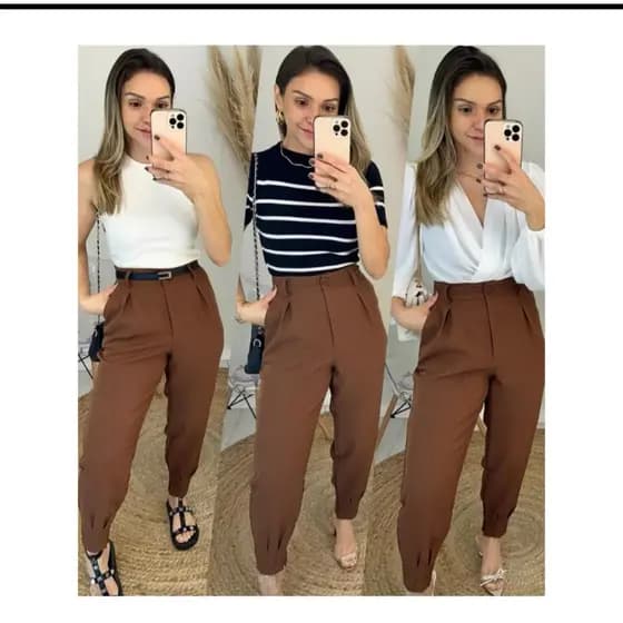 calça alfaiataria cenoura feminina jogger skiny moda social elegante moda feminina