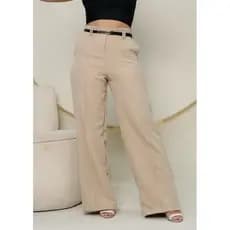 calça pantalona em alfaiataria feminina + cinto calça alfaiataria moda feminina