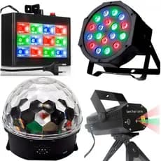 Kit Iluminaçao Para Festa Par Led Projetor Strobos Globo Usb