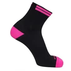 Meia de Ciclismo Cano Curto BK Preto Com Rosa Neon