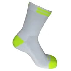 Meia de Ciclismo Cano Médio Curto BK Branco com Amarelo Neon