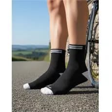 Meia de Ciclismo Cano Curto BK Preto Com Branco