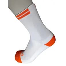 Meia de Ciclismo Cano Curto BK Branco com Laranja