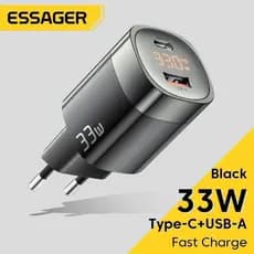 Essager 33W GaN Carregador USB-C PD com Display Digital Carregamento Rápido para iPhone 13 12 Max Pro Xiaomi 33w Samsung