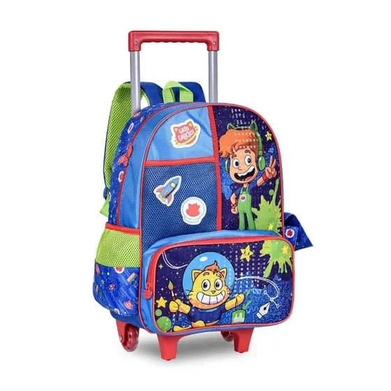 Mochila Rodas Escolar Infantil Meninos Gato Galactico