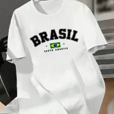Camisa masculina e feminina estampada brasil 100% algodão moda verão Unissex