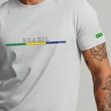 Camiseta Brasil Copa Bandeira Unissex Faixa Básica Casual 100% Algodão Summer