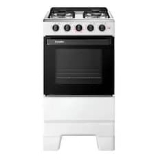 Fogão a Gás Mesa Inox e Forno 50L Limpa Fácil Esmaltec F4ISB Cor Branco e Preto 4 bocas