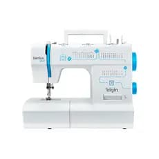 Máquina de Costura Elétrica Elgin 31 Pontos Genius Plus 70W JX4035 Branca/Azul - 127v