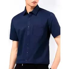 Camisa Social Manga Curta Com Bolso E Botão PP Até G2 Lisa Masculina Básica Importado