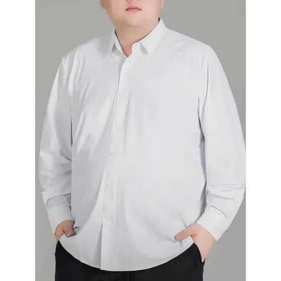 Camisa Social Lisa Plus Size Branca Preta Azul Bebe Malva Masculina Manga Longa Com Botão Importado