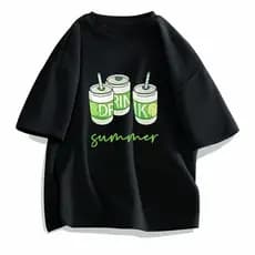 Camiseta Manga Curta 100% Algodão Com Estampa Summer Verão Fashion Camiseta Fio 30,1 Penteada