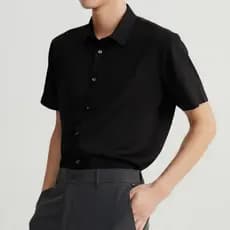 Camisa Lisa Com Botão Masculina Viscolinho Manga Curta