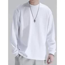 Camiseta Lisa Básica  Manga Longa 100% Algodão Mlaha Premium Masculina Fio 30,1 Panteada Premium Gola Redonda