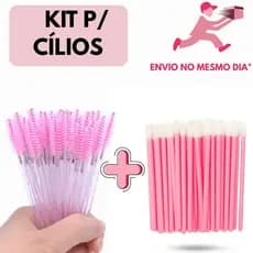 Kit Aplicador de Gloss + Escovinha Descartável Extensão Cílios Sobrancelhas Limpeza de Cílio