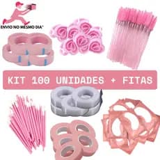Kit Extensão de Cílios Profissional 100 Pads Gel + Escovinhas + Fitas + Batoques – Pronta Entrega