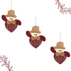 Kit 3 Enfeite Decorativo Natalino Penduricalho Boneco Neve Pendente Decoração Árvore de Natal