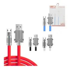 Cabo De Dados V8 1 Metro Silicone Acabamento Em Metal E Led