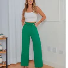 Calça Feminina Pantalona Bolsos Duna Verão
