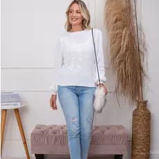 Blusa de Tricot manga comprido detalhes tranças