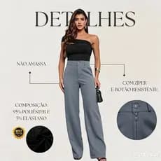Calça Feminina Pantalona Alfaiataria Versatil Linha Premium Uso Social Ou Casual