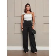 Calça Feminina Pantalona Alfaiataria Versatil Linha Premium Uso Social Ou Casual
