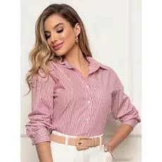 Camisa listrada feminina elegante - moda casual em crepe premium