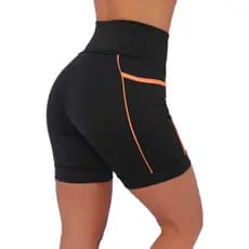 Bermuda Fitness Feminina Cós Alto de Corrida e Academia de Média Compressão com Bolsos Profundos